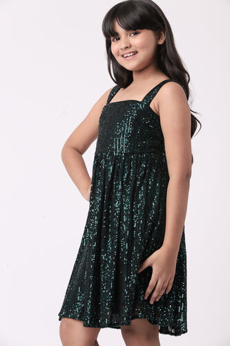 Teal Solid Flared Dress, Teal, image 4